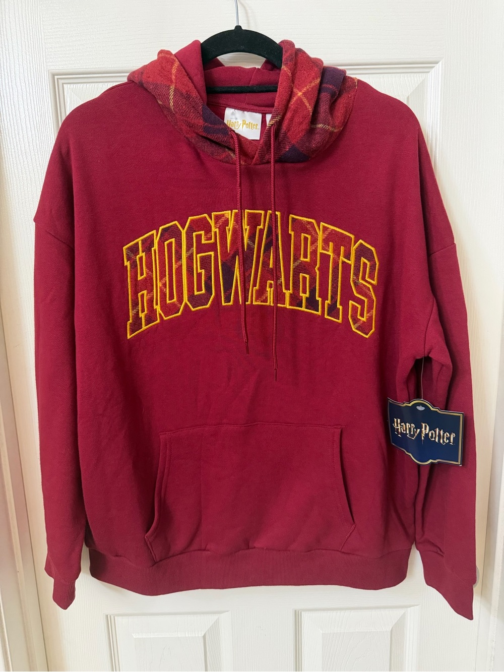Warner Bros. Hogwarts Maroon Hoodie Sweater with Yellow Trim NWT